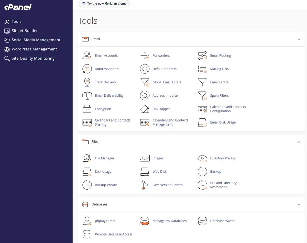 Hosting, e-mail en databases overzichtelijk beheerd via cPanel